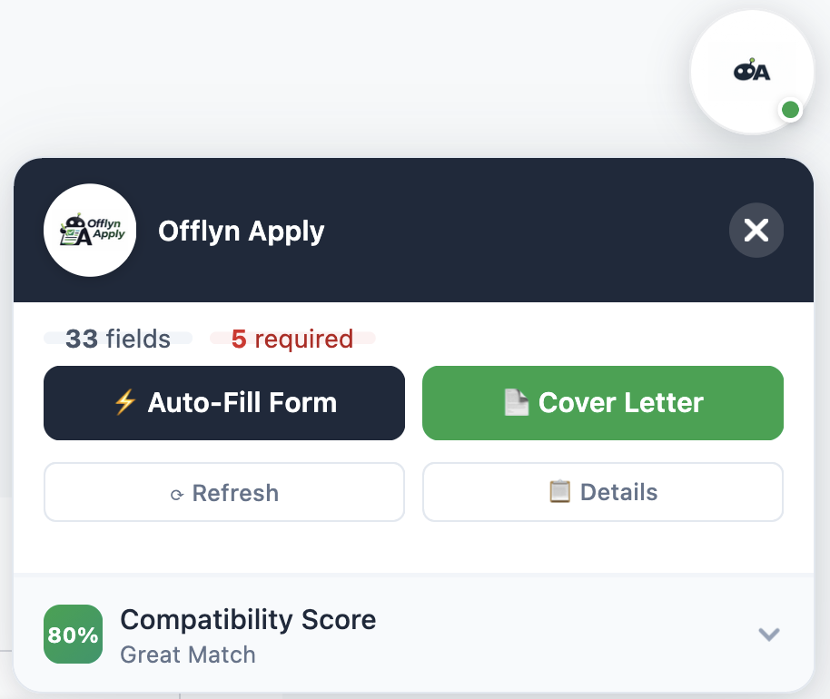 Extension popup — Auto-Fill and Cover Letter